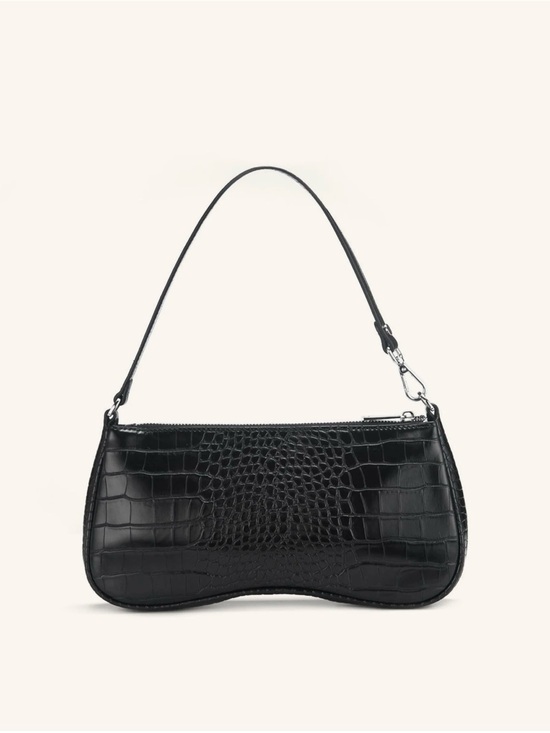 JW PEI Handbags - Eva Shoulder Bag - Black Croc-Embossed Finish